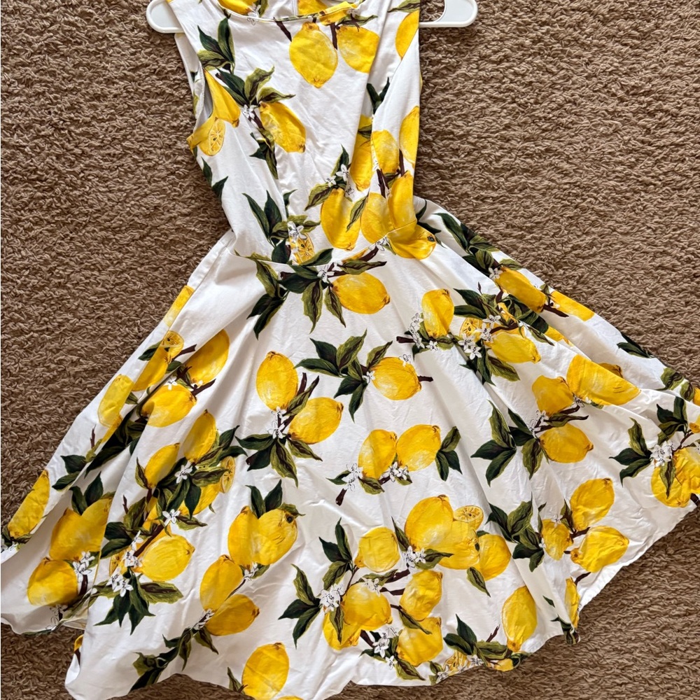 Grace Karin White and Yellow Tie Front Midi Sundress